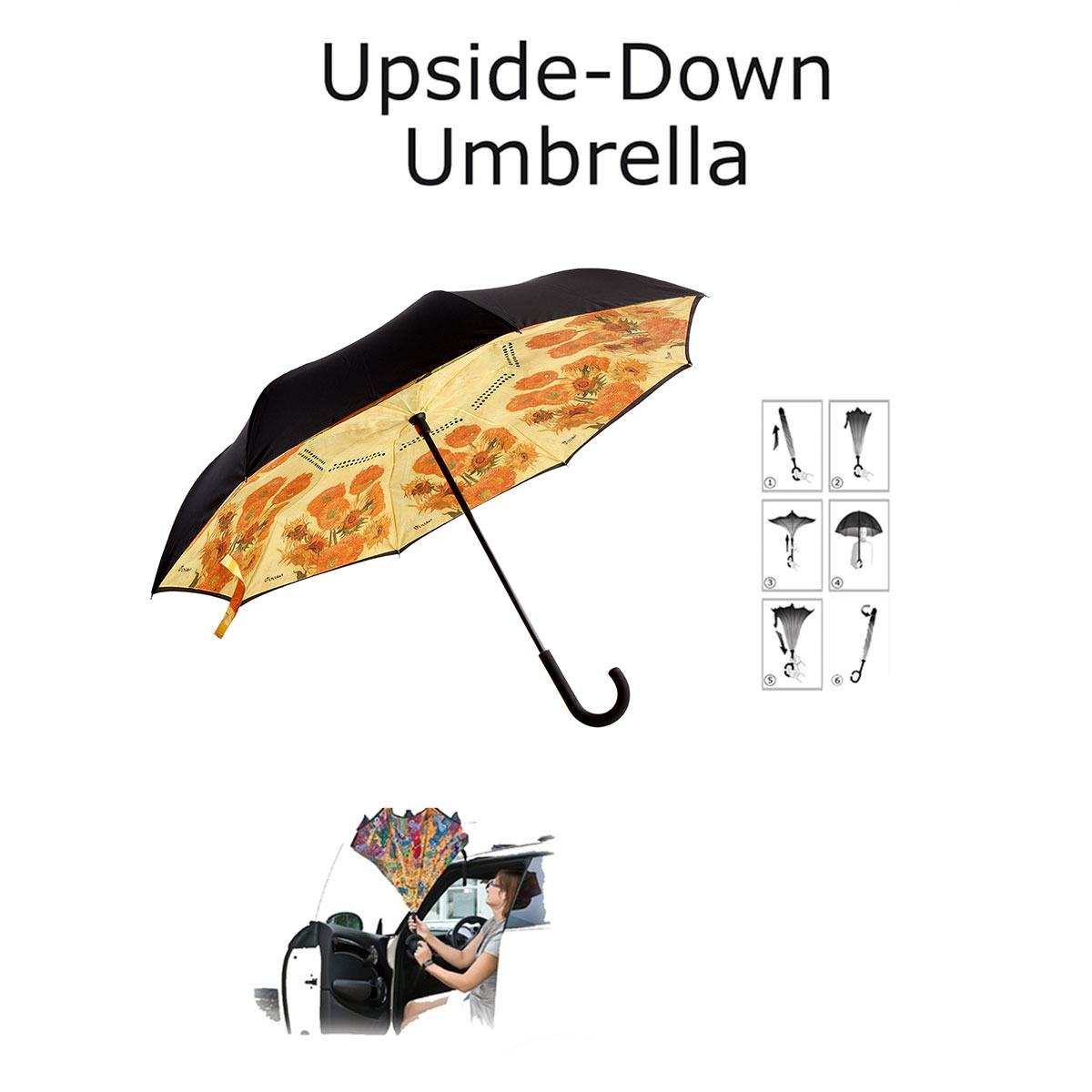Vincent Van Gogh Umbrella - Sunflowers  (Upside down)