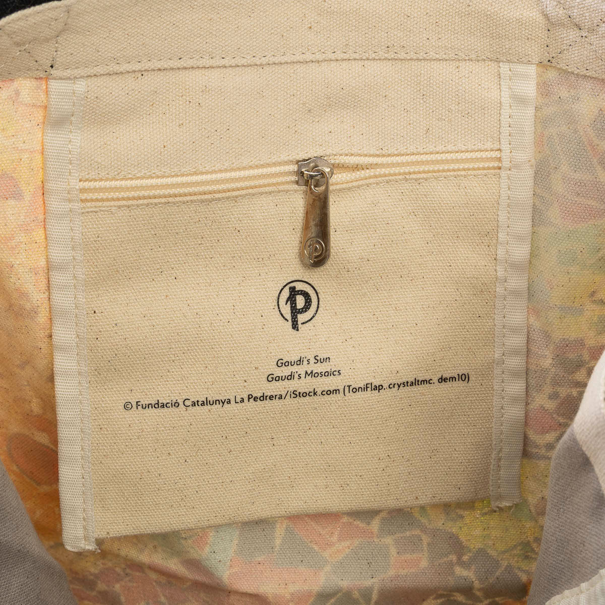 Borsa shopper in tela - Il Sole di Gaudí(tasca interna della borsa)