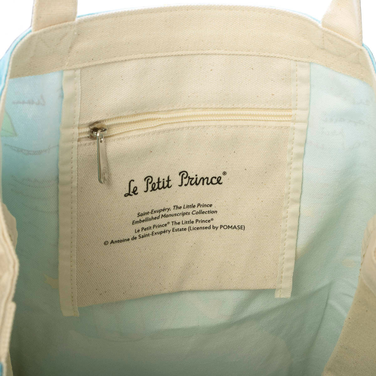 Borsa shopper in tela - Saint Exupéry - Il Piccolo Principe (tasca interna della borsa)