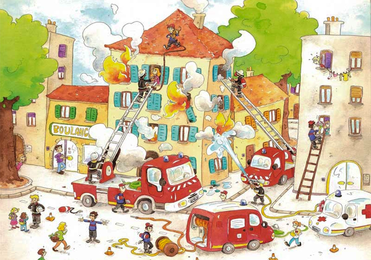 Puzzle di legno per bambini Laure Cacouault : I pompieri