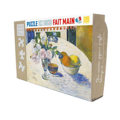 Puzzle di legno per bambini : Paul Gauguin : Fiori e Ciotola di Frutta