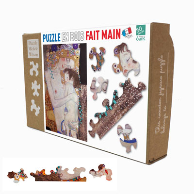 Puzzle enfant en bois Gustav Klimt : Mère et enfant (boîte)