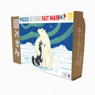 Wooden Puzzle for kids : The Polar Bear and The Husky