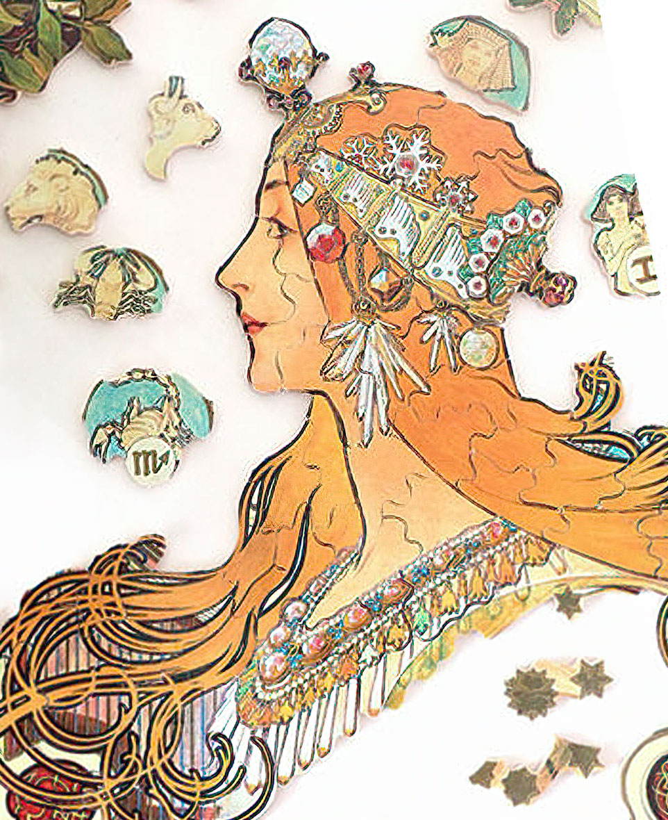 Rompecabezas de madera Alfons Mucha : Zodiac (Michèle Wilson), 250p