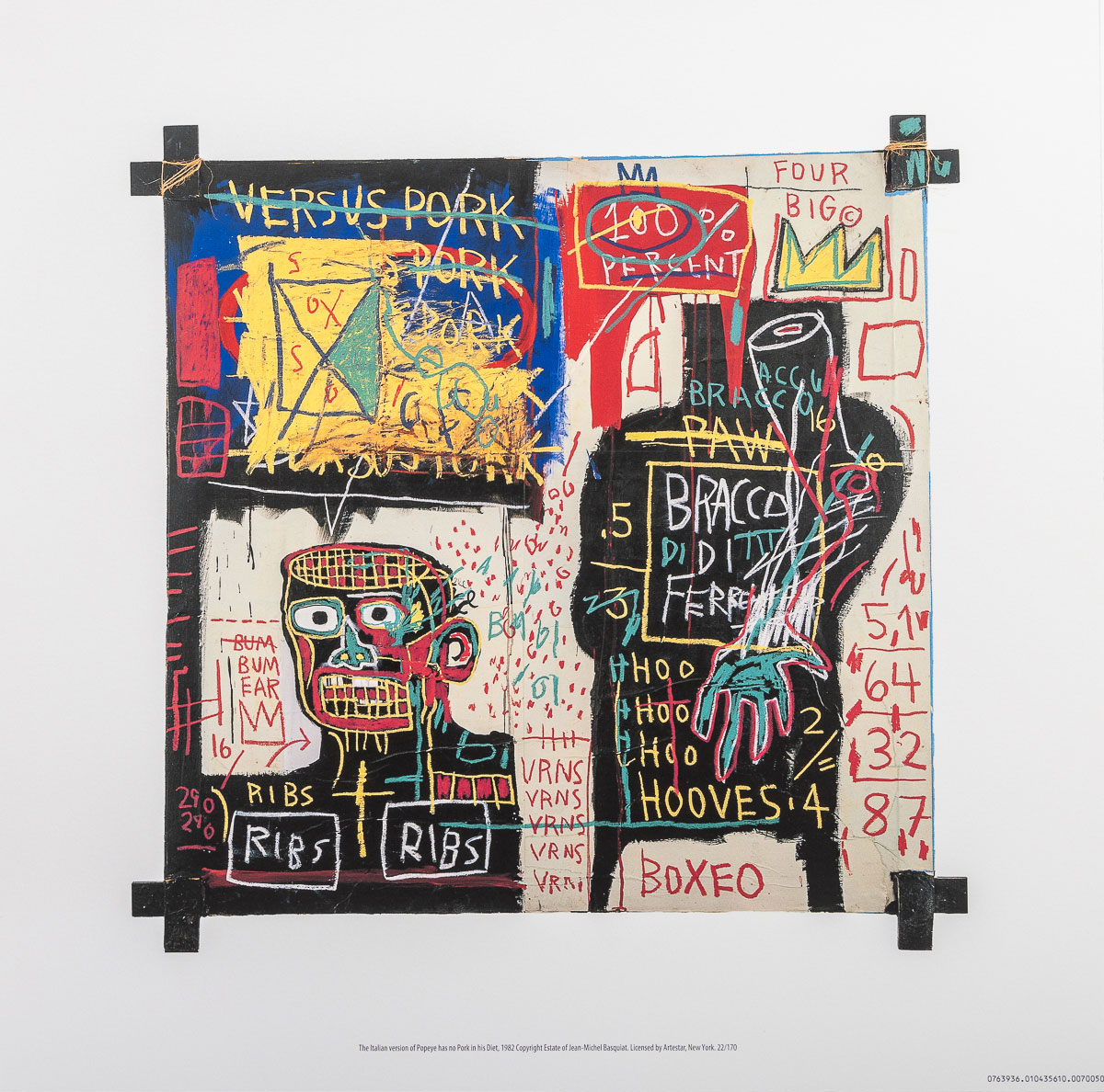 Affiche Jean-Michel Basquiat :  The Italian version of Popeye has no Pork in his Diet (1982) - Affiche