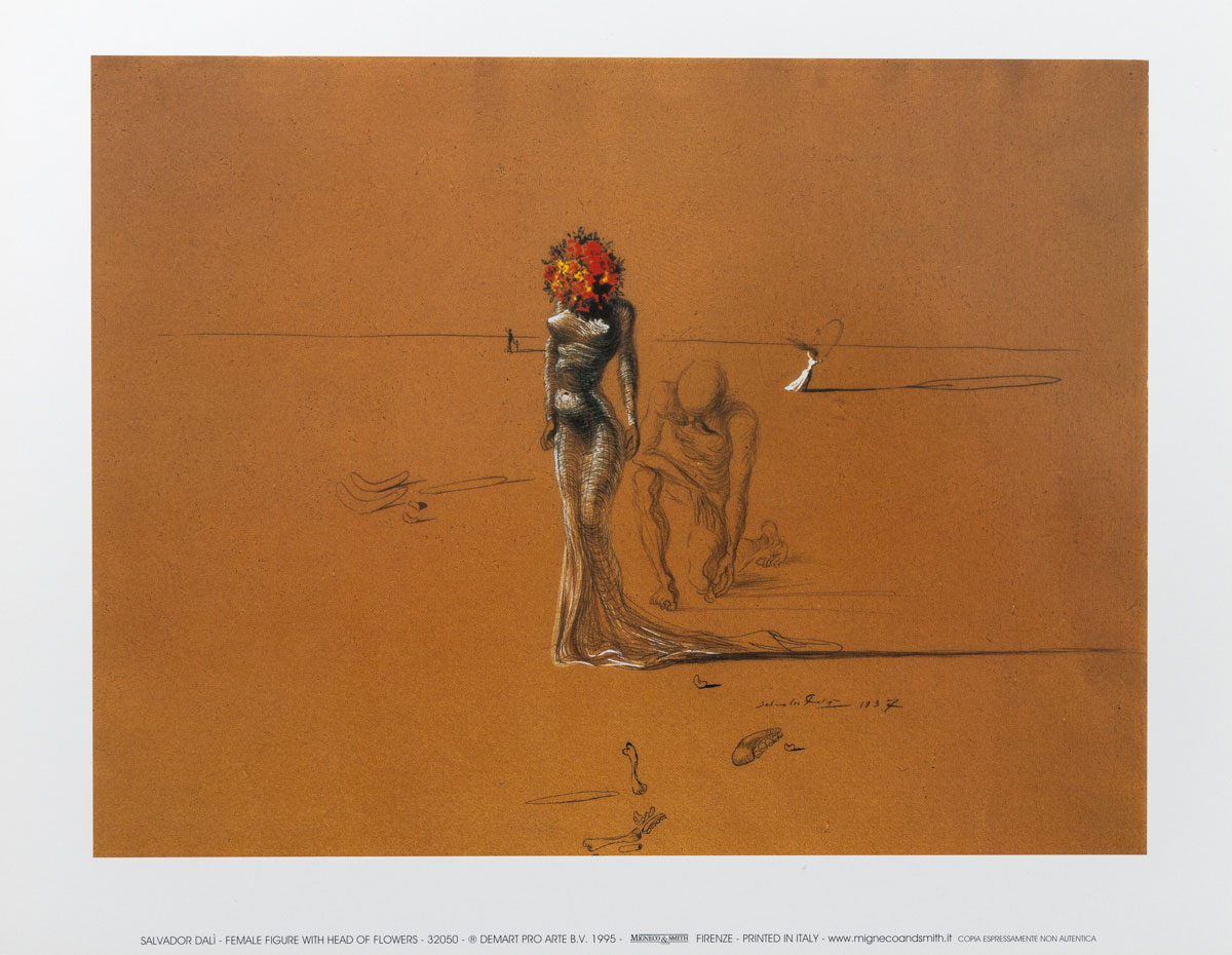 Lámina Salvador Dali - Mujer con Cabeza de Flores - Lámina 30 x 24 cm