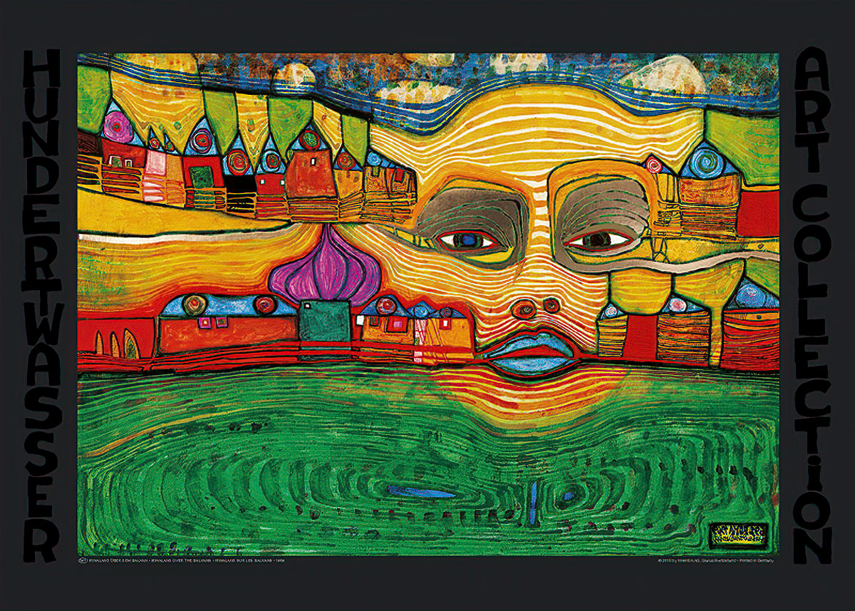 Hundertwasser Art Print - Irinaland over the Balkans - Art Print 67 x 48 cm