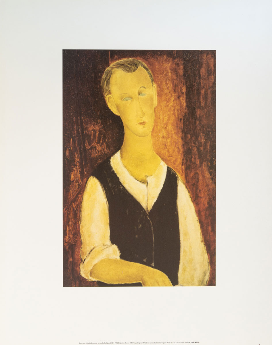 Lámina Modigliani - Hombre joven con un chaleco negro (1912) - Lámina 40 x 50 cm