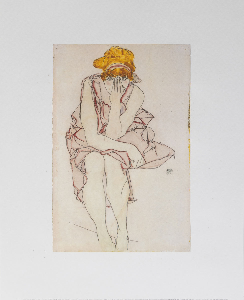 Egon Schiele Art Print - Seated Young Lady - Print 40 x 50 cm