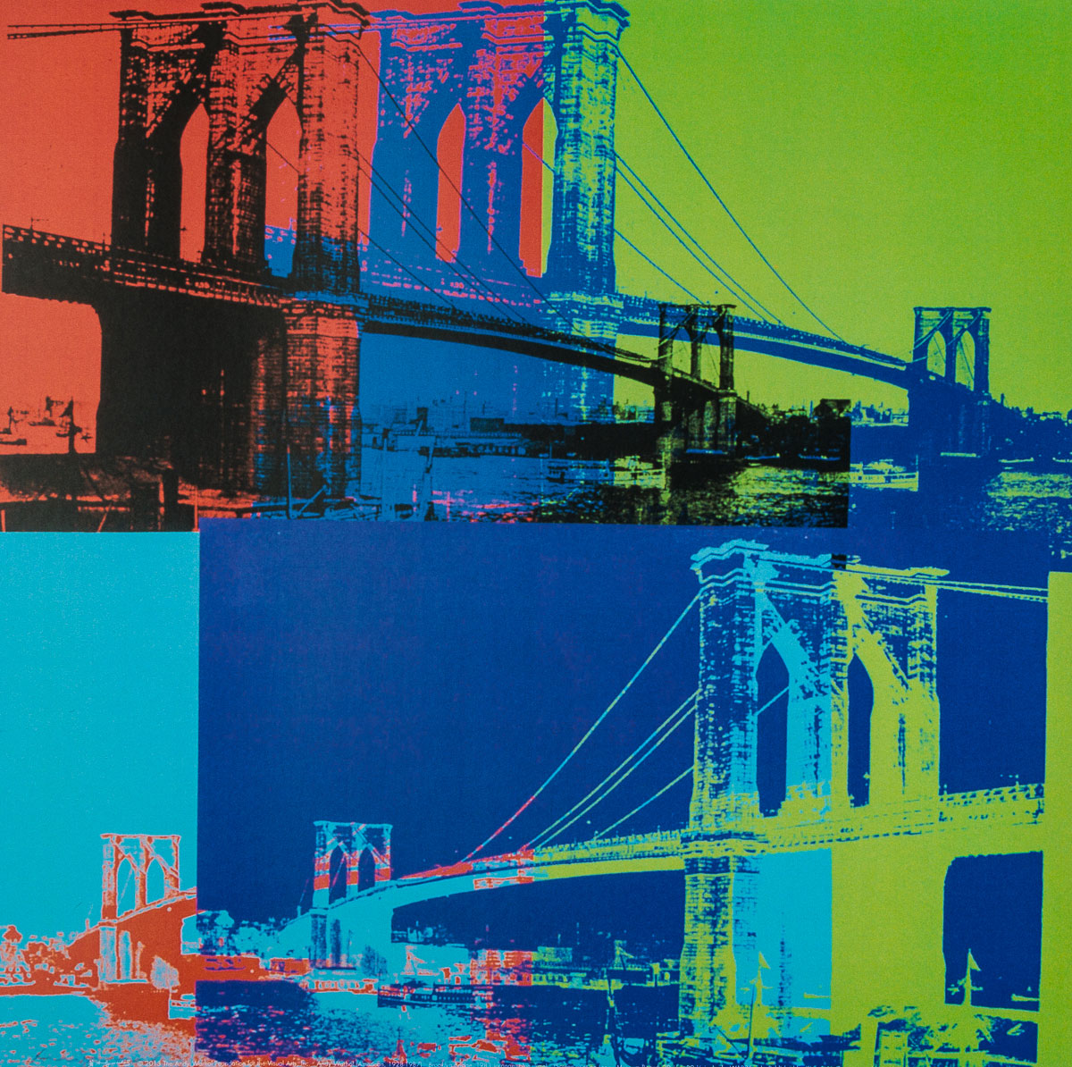 Andy Warhol Art Print - Brooklyn Bridge (Orange, Blue, Lime) - Framed Print