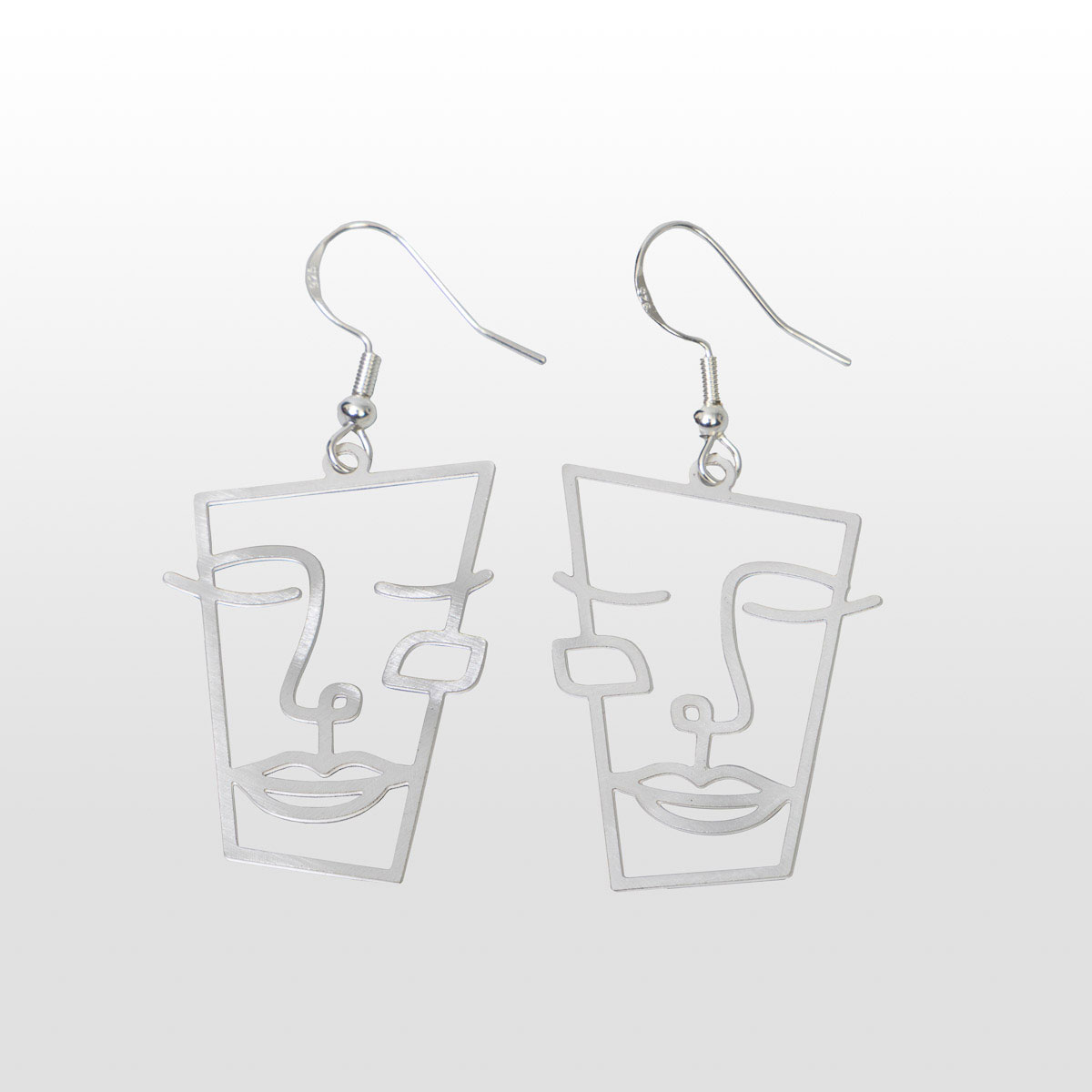 Boucles d'oreilles Cubisme - Visage - argenté