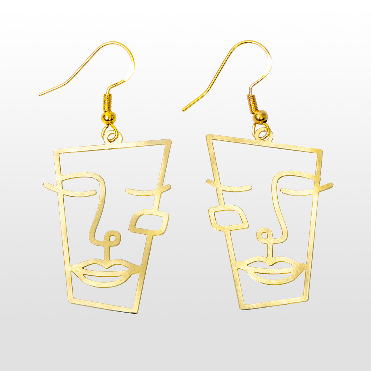 Boucles d'oreilles Cubisme - Visage - doré