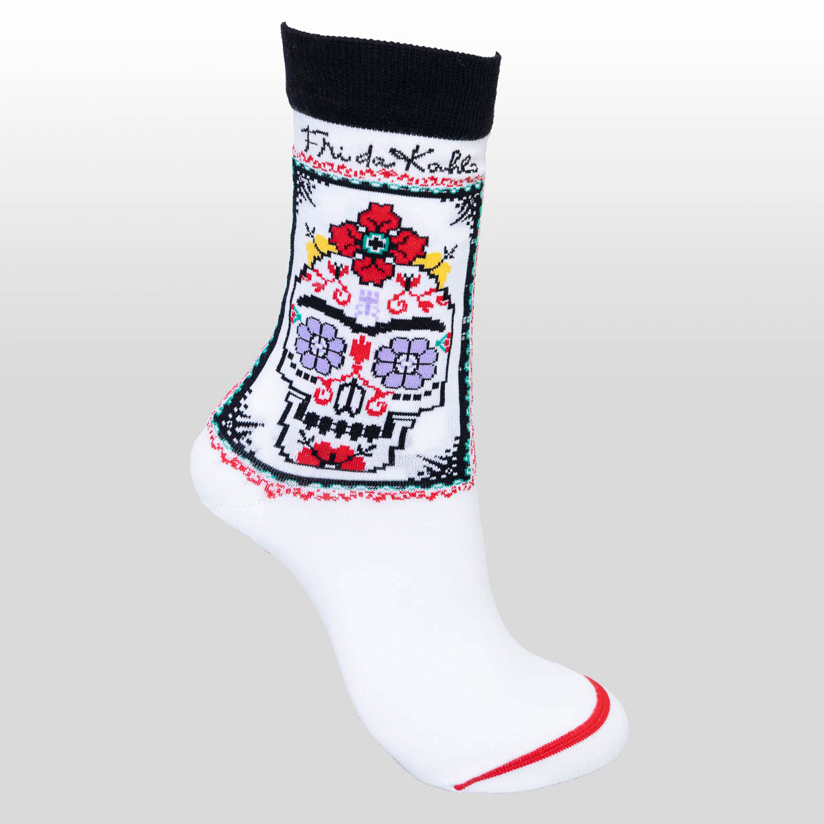 Calcetines de Frida Kahlo: Cráneo del día de los muertos - EU 36-40 / US 6.5-9 / UK 3.5-6.5